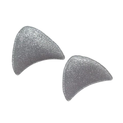 APLIQUE ORELHA GLITTER PRATA - 2 UNIDADES