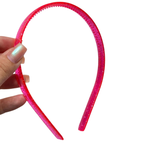 TIARA DENTINHO TRANSPARENTE GLITTER PINK - 2 UNIDADES