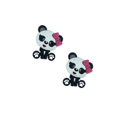 APLIQUE PANDA LAÇO ROSA EMBORRACHADO - 2 UNIDADES