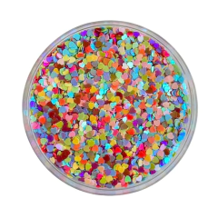 APLIQUE CONFETE GLITTER CORAÇÃO CORES FORTES M - 10 GRAMAS