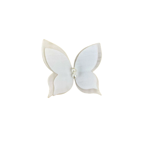 BORBOLETA ORGANZA (VOIL) BRANCA - 1 UNIDADE