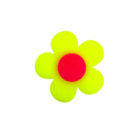 APLIQUE FLOR BIG NEON ACRÍLICO - AMARELO - 6CM - 1 UNIDADE