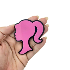 APLIQUE BARBIE BIG FUNDO PRETO ACRÍLICO ADL - PINK - 7CM - 1 UNIDADE - comprar online