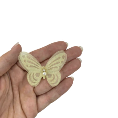 BORBOLETA ORGANZA (VOIL) VAZADA AMARELO BEBÊ - 1 UNIDADE - comprar online