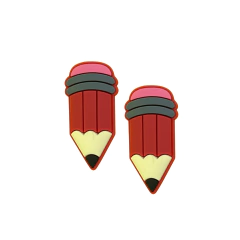 APLIQUE LÁPIS EMBORRACHADO - VERMELHO - 4CM - 2 UNIDADES