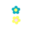 APLIQUE FLOR CANDY PLANA EMBORRACHADO - AMARELO E VERDE - 3,5CM - 2 UNIDADES