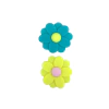 APLIQUE FLOR CANDY DUPLA EMBORRACHADO - AMARELO E VERDE - 3,5CM - 2 UNIDADES