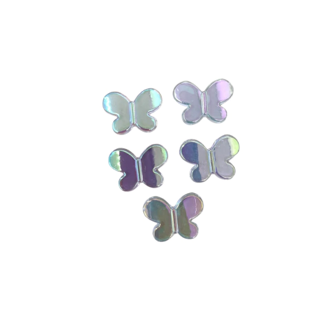 APLIQUE BORBOLETA TRANSPARENTE FURTACOR ACRÍLICO ARAMADO - 5 UNIDADES