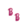 APLIQUE LETRA B BARBIE GLITTER FUNDO ROSA ACRÍLICO ADL - 3CM - 2 UNIDADES