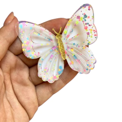 APLIQUE BORBOLETA GLITTER ACRÍLICO ADL - 6CM - COR BRANCA - 1 UNIDADE - comprar online