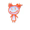 APLIQUE ESCOLAR MENINA LACINHO LARANJA AQUARELA - 4CM - 2 UNIDADES