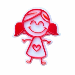 APLIQUE ESCOLAR MENINA MARIA CHIQUINHA VERMELHO AQUARELA - 4CM - 2 UNIDADES