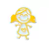 APLIQUE ESCOLAR MENINA MARIA CHIQUINHA AMARELO AQUARELA - 4CM- 2 UNIDADES