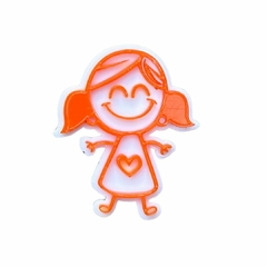 APLIQUE ESCOLAR MENINA MARIA CHIQUINHA LARANJA AQUARELA - 4CM- 2 UNIDADES