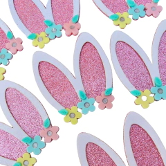 APLIQUE ORELHA COELHO EVA FLORES ACRÍLICO - ADL - PÁSCOA - 10CM - 1 UNIDADE na internet