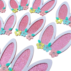 APLIQUE ORELHA COELHO EVA FLORES ACRÍLICO - ADL - PÁSCOA - 10CM - 1 UNIDADE - comprar online