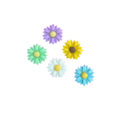 APLIQUE GIRASSOL RESINA CORES DIVERSAS - 2CM - 5 UNIDADES