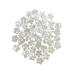 FLOR ARAMADO BRANCA IRISADA PLANA - 13MM - 40 UNIDADES