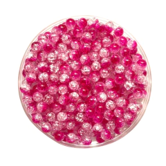 MIÇANGA PULSEIRA BOLA PINK MESCLADA CRAQUELADA TRANSLÚCIDA - 8MM - 20 GRAMAS