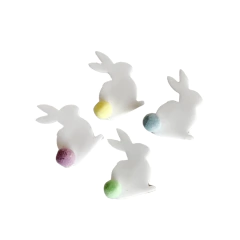 APLIQUE COELHO BRANCO POMPOM ACRÍLICO ADL - PÁSCOA 2024 - 3CM - 4 UNIDADES - comprar online