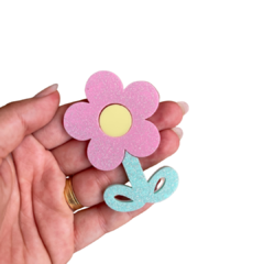 APLIQUE FLOR ROSA GLITTER ACRÍLICO ADL - 7CM - 1 UNIDADE - comprar online