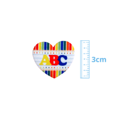 APLIQUE CORAÇÃO ABC LÁPIS ESCOLAR ACRILICO ADL - 3CM - 1 UNIDADE - comprar online