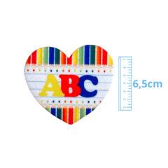APLIQUE CORAÇÃO ABC LÁPIS ESCOLAR ACRILICO ADL - 6,5CM - 1 UNIDADE - comprar online