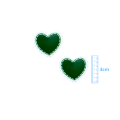APLIQUE CORAÇÃO PESPONTADO RENDA ACRÍLICO ADL - VERDE BANDEIRA - 3CM - 2 UNIDADES - comprar online
