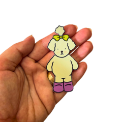 APLIQUE BOBBIE GOODS ACRÍLICO ADL - CACHORRINHA COM LAÇO - 7,5CM - 1 UNIDADE na internet