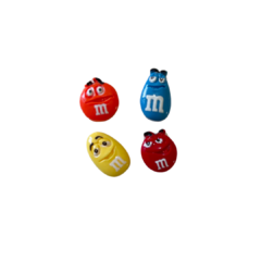 APLIQUE M&MS ROSTINHO RESINA YAMA - CORES FORTES - 1,5CM - 4 UNIDADES