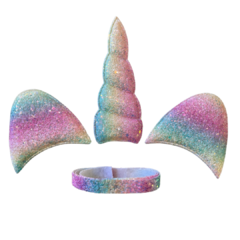 KIT TIARA ORELHA UNICÓRNIO GLITTER - CANDY - 1 UNIDADE - comprar online