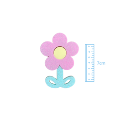 APLIQUE FLOR ROSA GLITTER ACRÍLICO ADL - 7CM - 1 UNIDADE