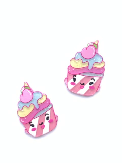 APLIQUE CUPCAKE LISTRADO CORAÇÃO ACRILÍCO - 2 UNIDADES - comprar online