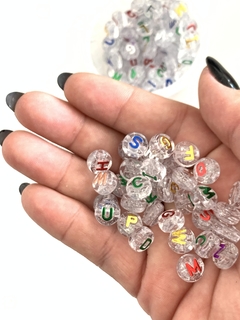 MIÇANGA PULSEIRA TRANSPARENTE ALFABETO - 68 peças - 20 GRAMAS - Aplique de Laço