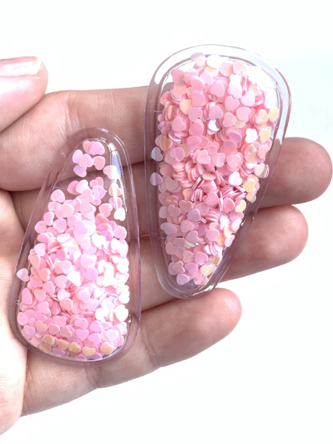 APLIQUE BASE TRANSPARENTE CORAÇÃO ROSA - 2 UNIDADES