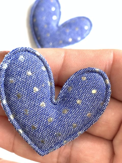 APLIQUE CORAÇÃO JEANS LAVAGEM ESCURA - 2 UNIDADES