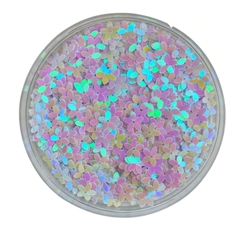 APLIQUE CONFETE GLITTER FLOR BRANCA - 10 GRAMAS