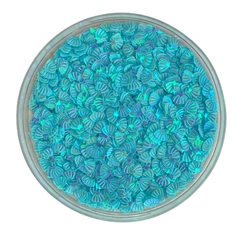 APLIQUE CONFETE GLITTER CONCHA AZUL - 10 GRAMAS