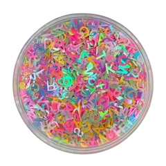 APLIQUE CONFETE GLITTER LETRAS ALFABETO CANDY - 10 GRAMAS