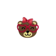 APLIQUE URSO ÓCULOS PINK ACRÍLICO - 1 UNIDADE