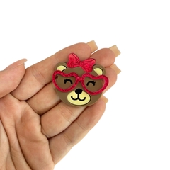 APLIQUE URSO ÓCULOS PINK ACRÍLICO - 1 UNIDADE - comprar online