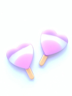 APLIQUE PIRULITO CORAÇÃO LILÁS, BRANCO E ROSA - 2 UNIDADES na internet