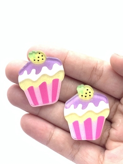 APLIQUE CUPCAKE LILÁS ACRILÍCO - 2 UNIDADES