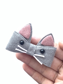 APLIQUE GATINHO TECIDO CINZA - 2 UNIDADES - comprar online