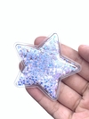 APLIQUE ESTRELA BIG TRANSPARENTE BRANCA - 2 UNIDADES