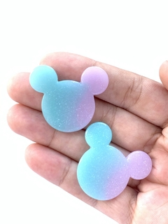 APLIQUE MICKEY ACRÍLICO VERDE E LILAS - 2 UNIDADES