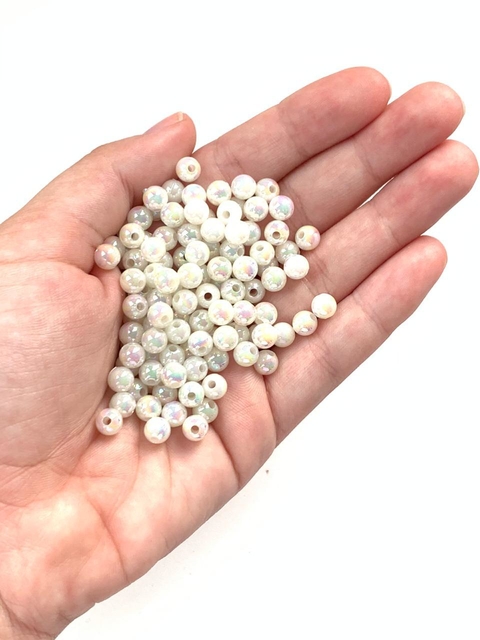 MIÇANGA BOLINHA IRISADA BRANCO - 6MM - 20 GRAMAS
