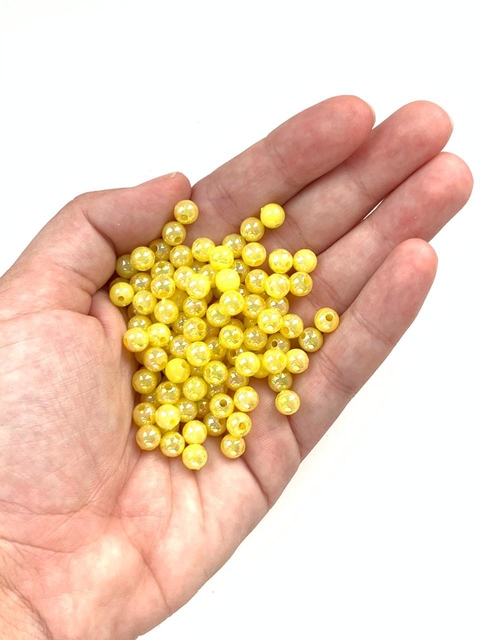 MIÇANGA BOLINHA IRISADA AMARELA - 6MM - 20 GRAMAS