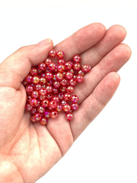 MIÇANGA BOLINHA IRISADA VERMELHO - 6MM - 20 GRAMAS