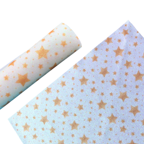 LONITA ESTRELA DOURADA GLITTER FINO - 25X40CM - 1 FOLHA